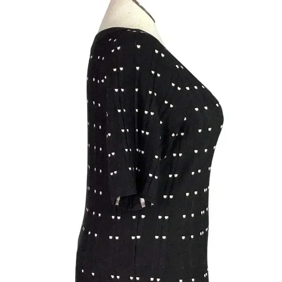 Danny and Nicole Sweater Dress Women 3X Black Geometric Short Sleeve Scoop Neck - Picture 5 of 7